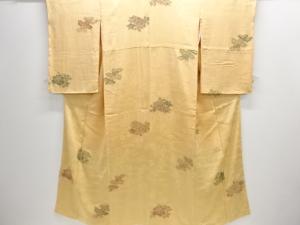 大正ロマン　草花模様織り出し漆一つ紋着物